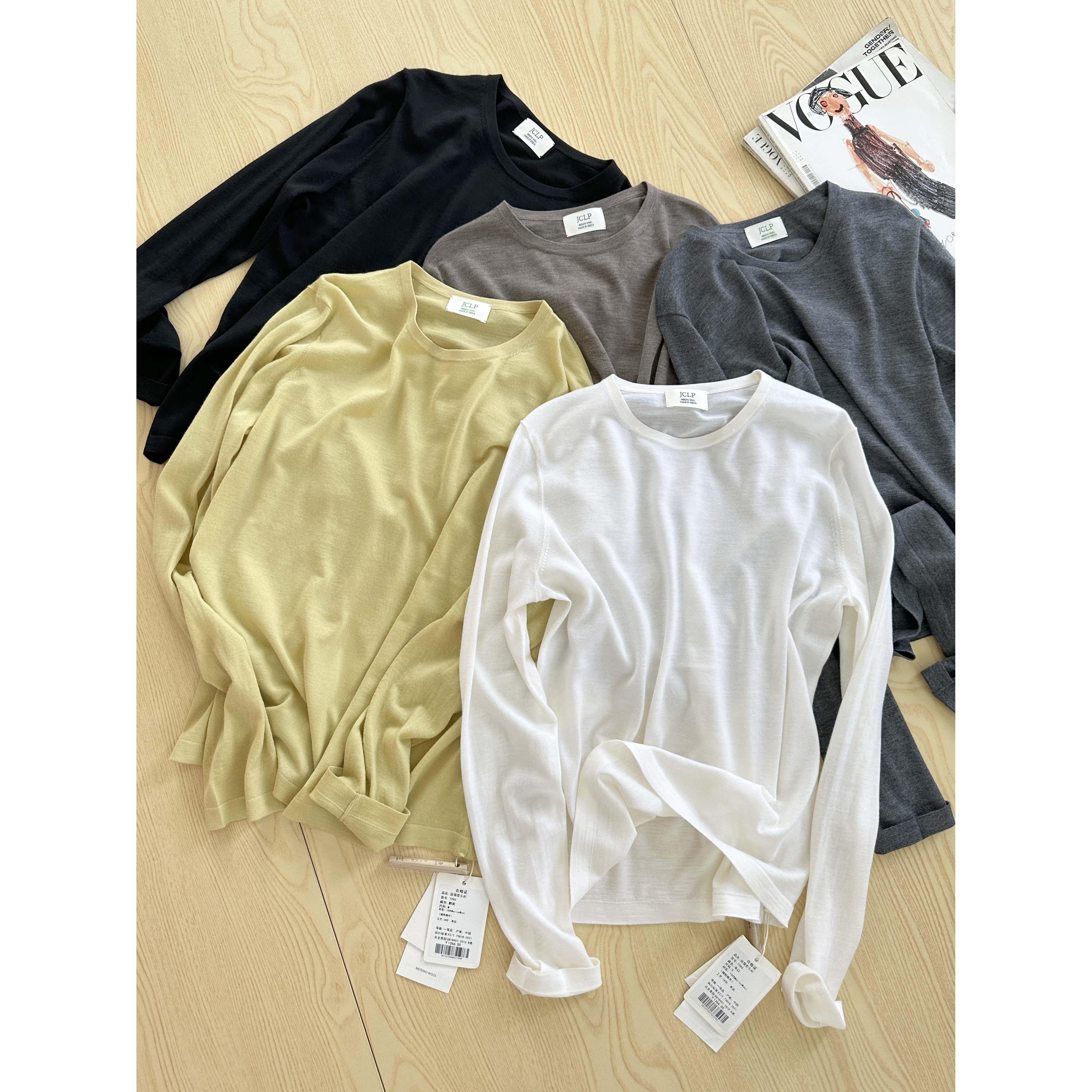 6号衣橱 l JC系列  美丽奴羊毛18针工艺宽松圆领长袖纯色针织衫