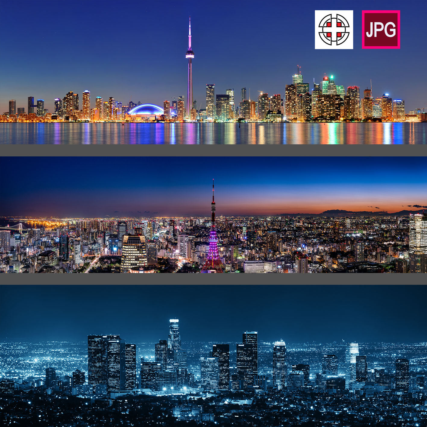 长景图宽屏繁华都市城市建筑灯光夜景高清背景图片设计素材