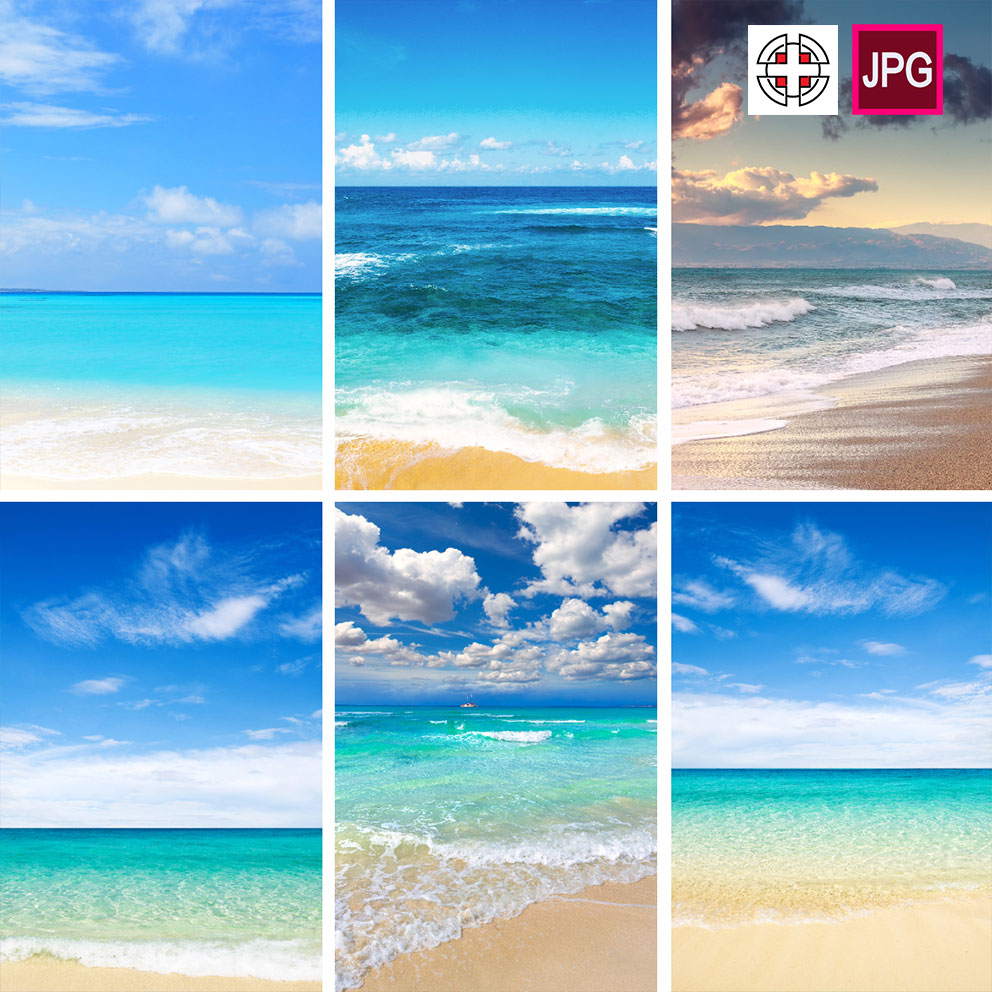 竖版夏日海岛海边海景蓝色还要海浪海平面水面背景图片设计素材