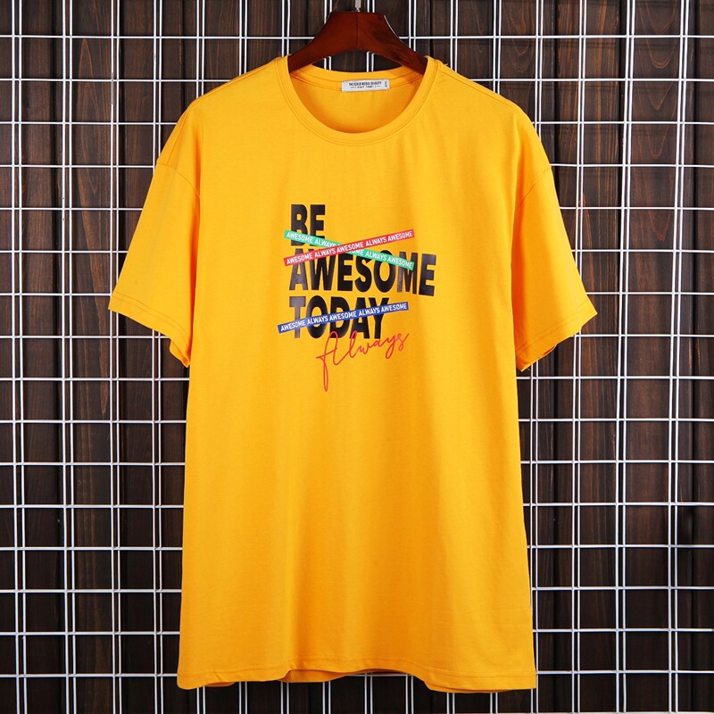 2022特大码宽松圆领短袖T恤加肥加大圆领港风网格挂拍图8002P55，男装T恤，星座1106-1