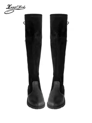 ZYYGL sister girl foreign pie knee boots anti-fur elastic boots Net red middle child Boots Black high boots
