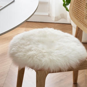 澳洲羊毛椅垫小凳子坐垫毛毛加厚圆形椅子垫羊毛垫圆座垫羊皮椅垫