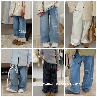 【断码清仓】milaikoko米莱童装冬款女童一体绒牛仔裤直筒休闲裤