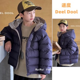 木瓜汁递度童装2025冬季新款男女童90白鸭绒连帽羽绒服外套541024