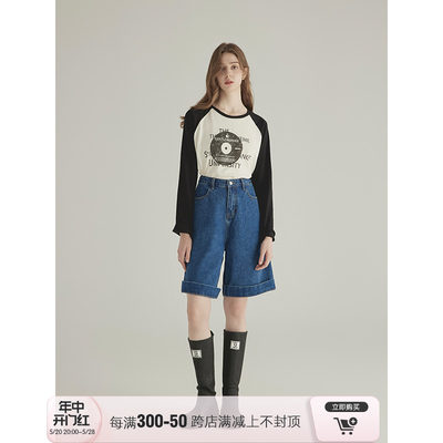 三十三【CD-club】圆领字母印花长袖t恤女秋季新款设计感百搭上衣