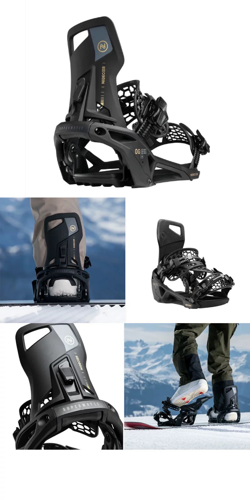 og supermatic Nidecker 25/26款黑色单板滑雪固定器男女同款
