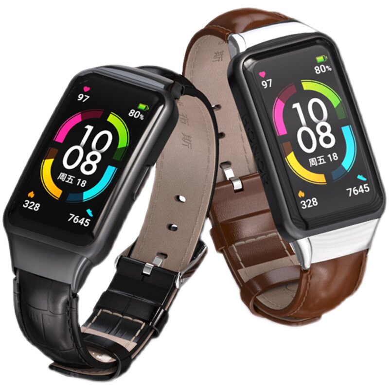 SUITABLE FOR HONOR BAND 7 6 HUAWEI BAND 6 7 8 9NFC WRISTBAND METAL THREE STRAINS LEATHER NYLON PRO STRAP