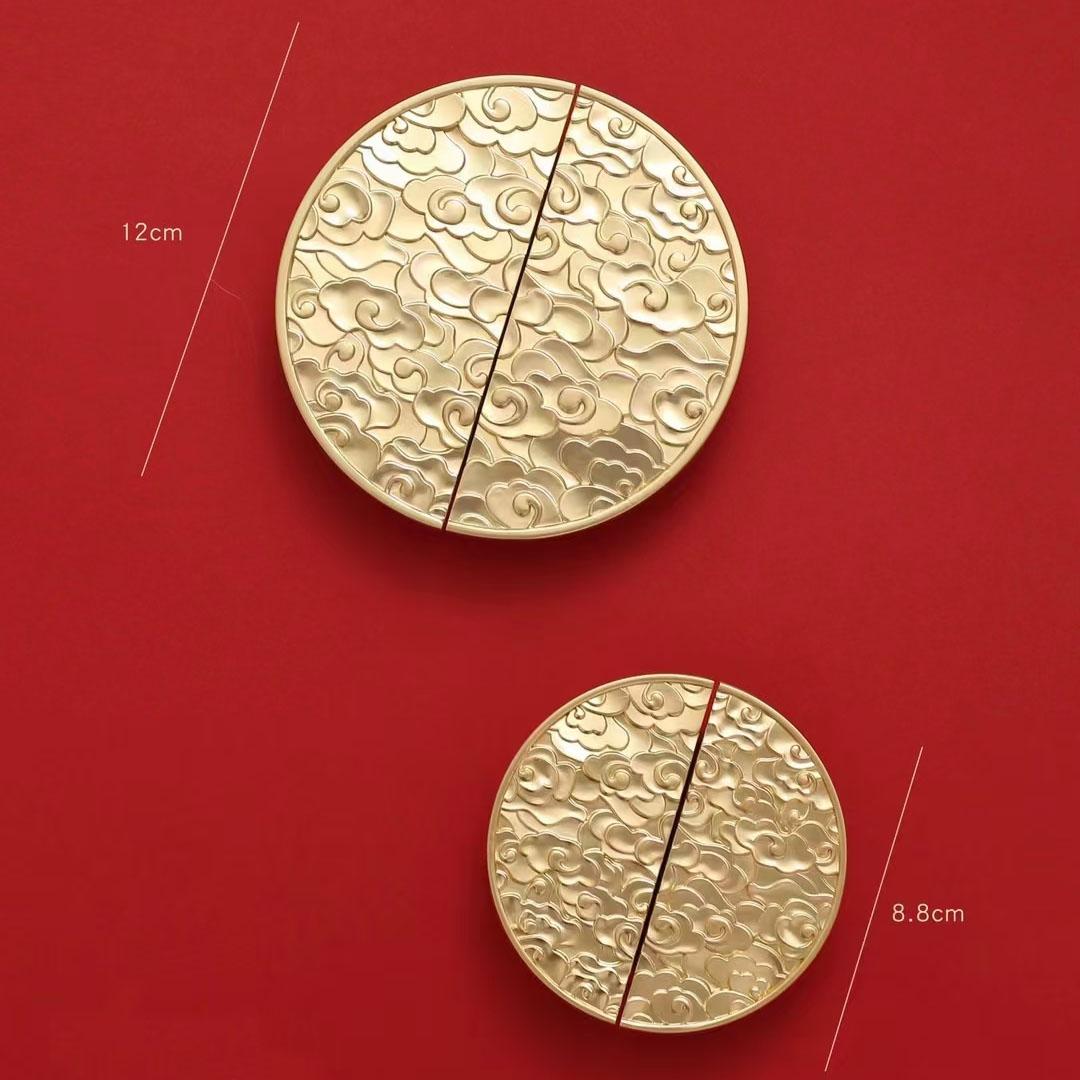 新中式祥云古典柜门拉手圆形定制衣柜橱柜酒柜对开门把手轻奢明装