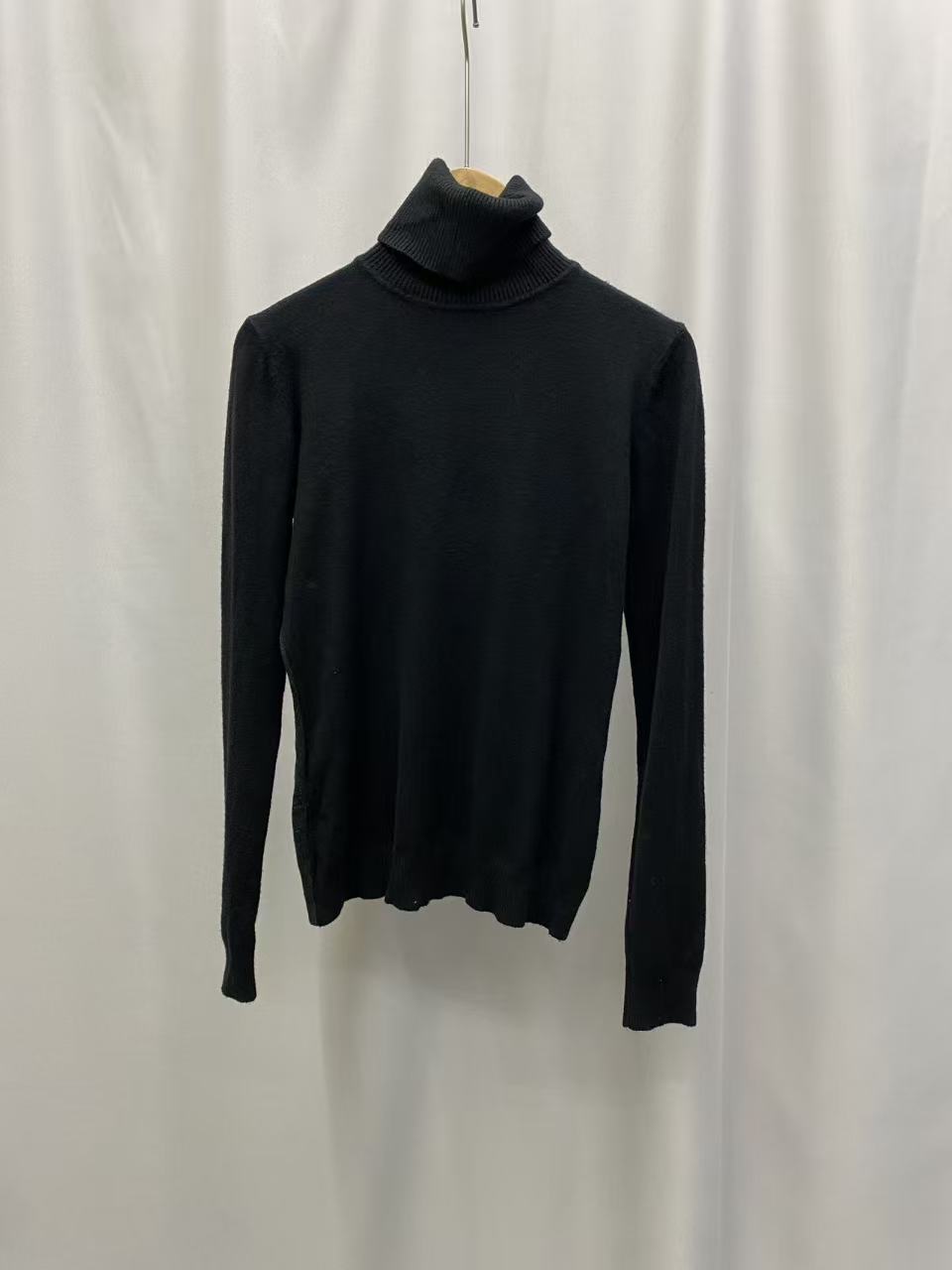 外贸单样衣简约时尚百搭针织衫秋冬女拼色高领打底衫毛衣