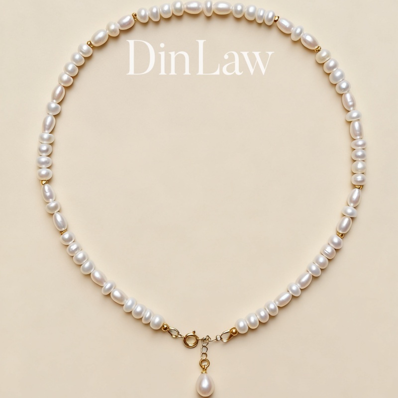 DinLaw鼎珞淡水珍珠项链纯银S925高级轻奢小众水滴吊坠长款链女款