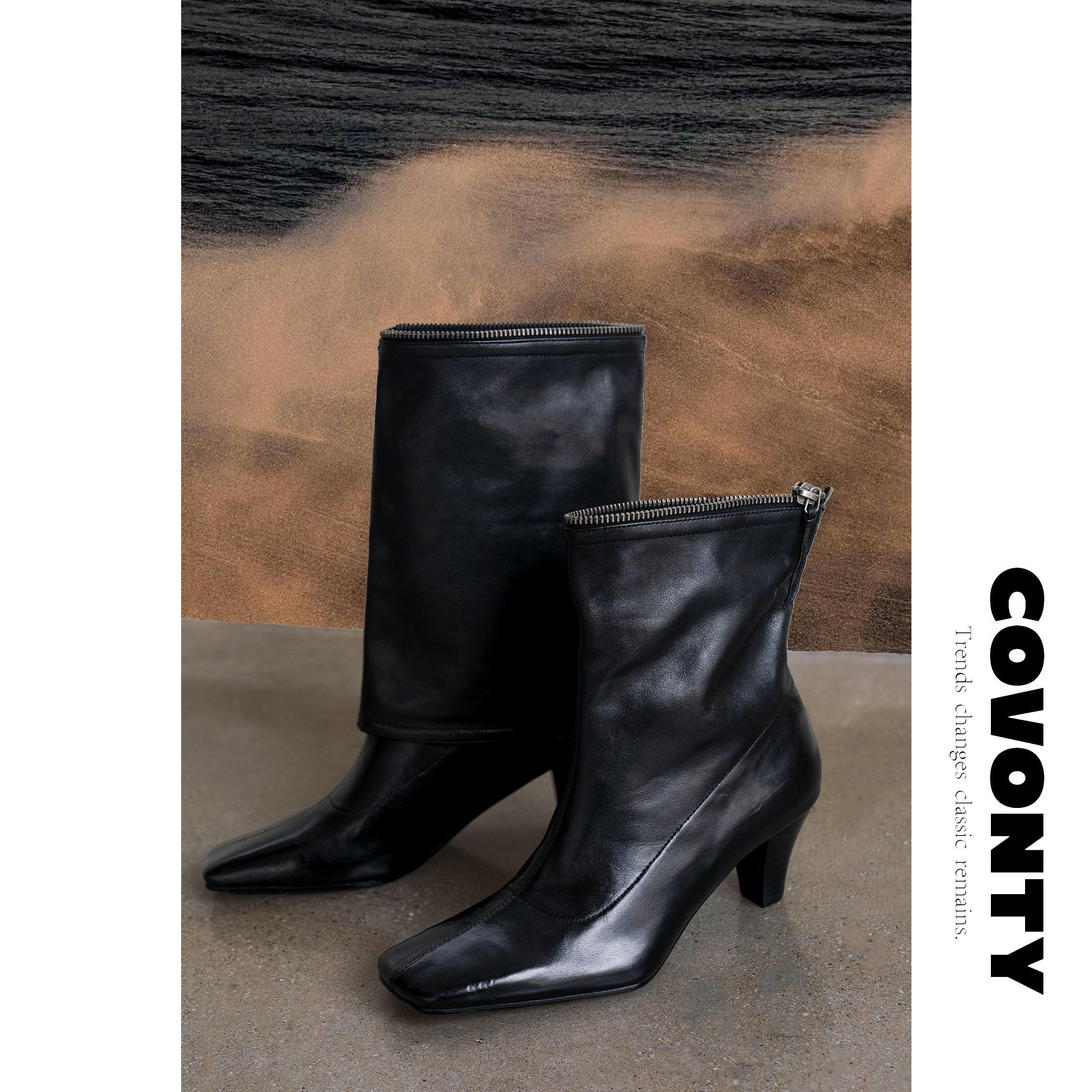 COVONTY「special」小时髦 三穿可拆卸变短靴高筒靴高跟牛皮长靴,女鞋,骑士靴,淘宝优惠券,粉丝福利购,淘宝优惠卷