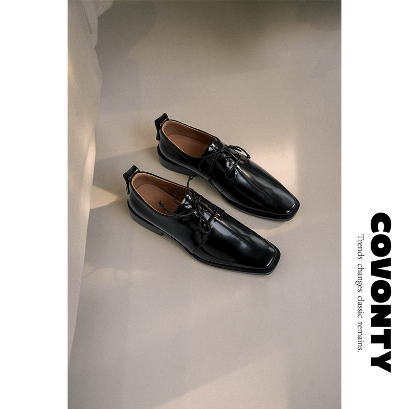 COVONTY「classics」阅历感 黑色英伦风德比小皮鞋女百搭通勤单鞋,女鞋,深口单鞋,淘宝优惠券,粉丝福利购,淘宝优惠卷