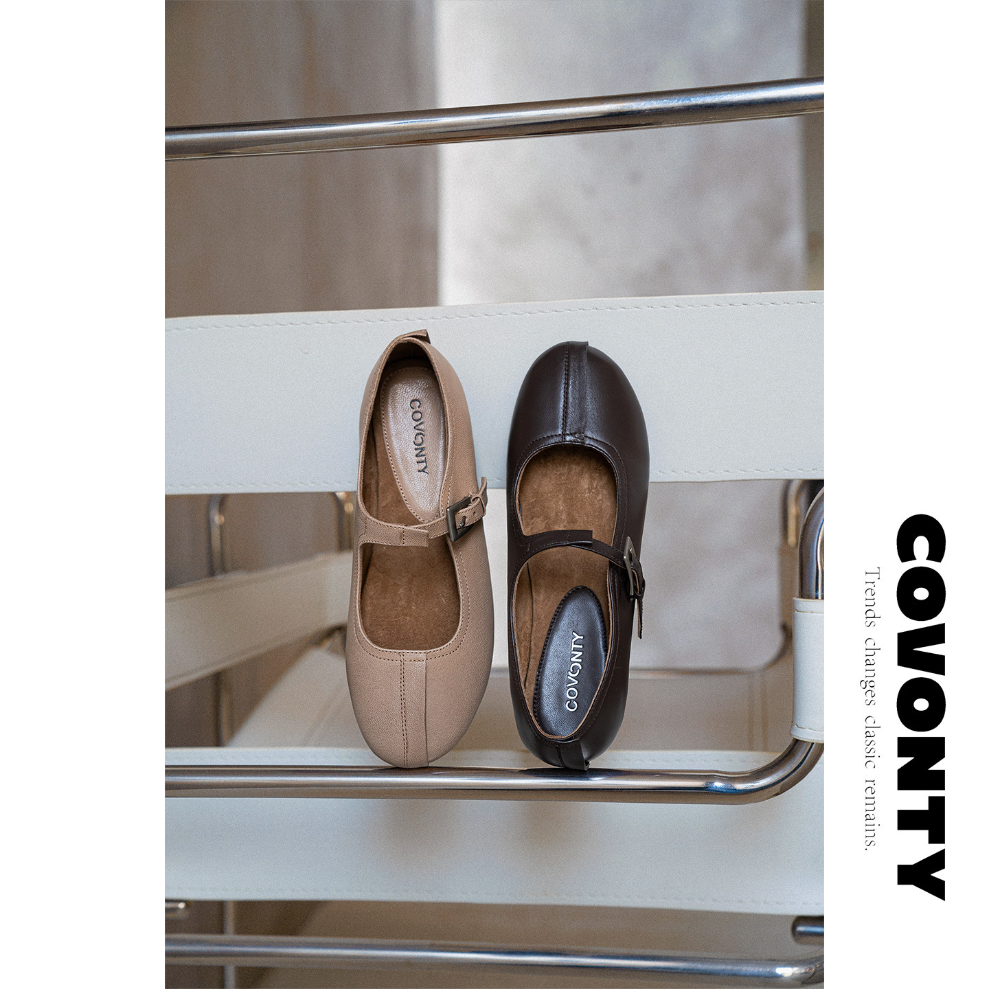 COVONTY「special」折纸系列 透气真皮法式玛丽珍女平底芭蕾单鞋,女鞋,玛丽珍鞋,淘宝优惠券,粉丝福利购,淘宝优惠卷