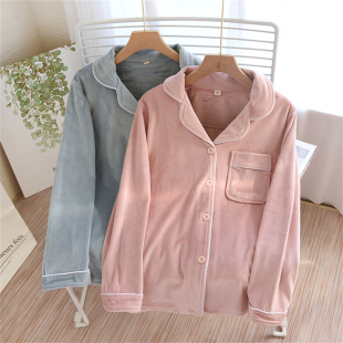 海岛绒单件睡衣女薄绒上衣秋冬珊瑚绒法兰绒长袖 保暖家居服不加厚