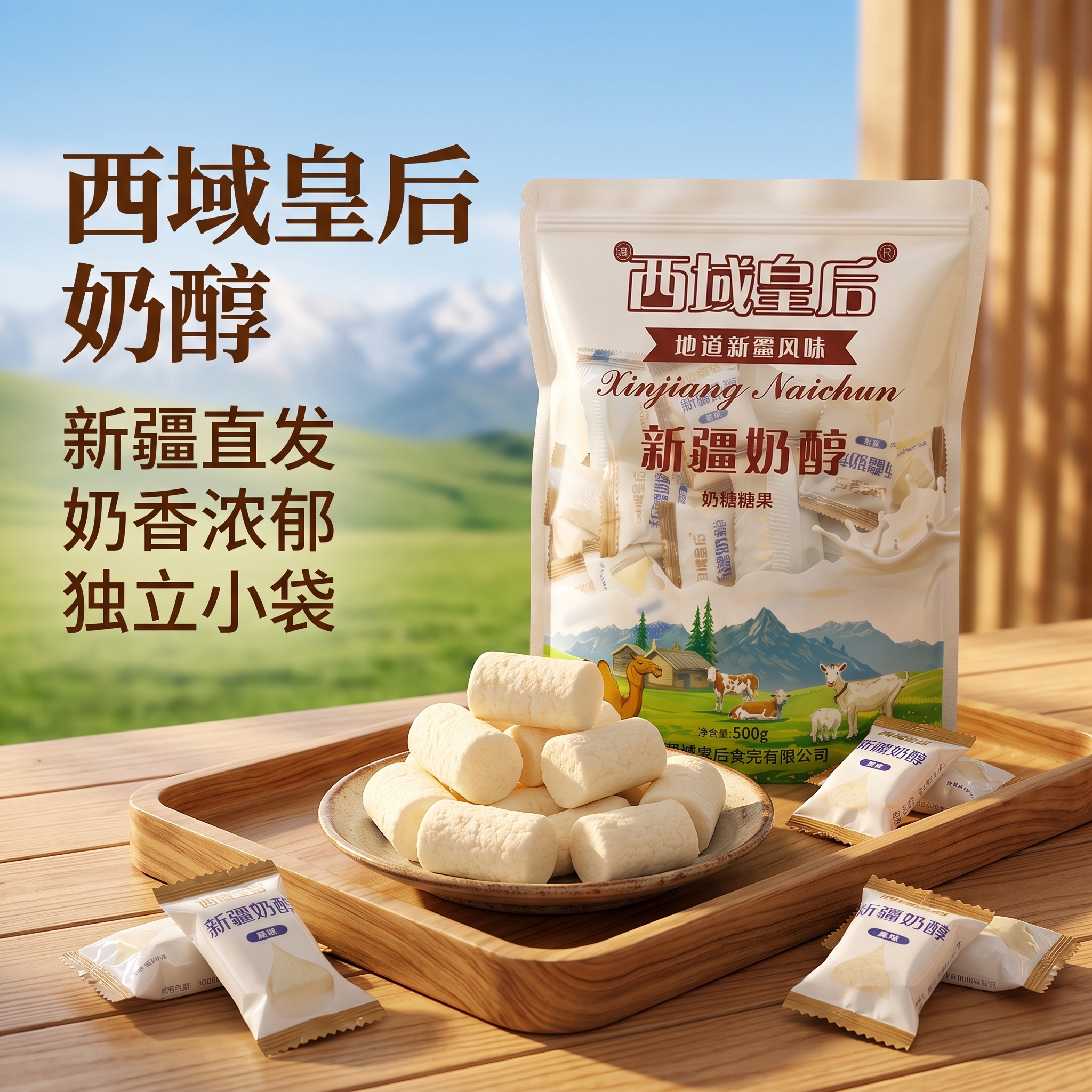 西域皇后奶醇新疆特产奶干原味牛奶制品独立包装奶香浓郁新疆直发