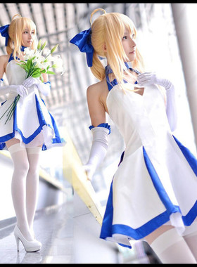 Fate/ZERO 型月10周年Cosplay服 Saber Lily 塞巴莉莉 蓝百合礼服
