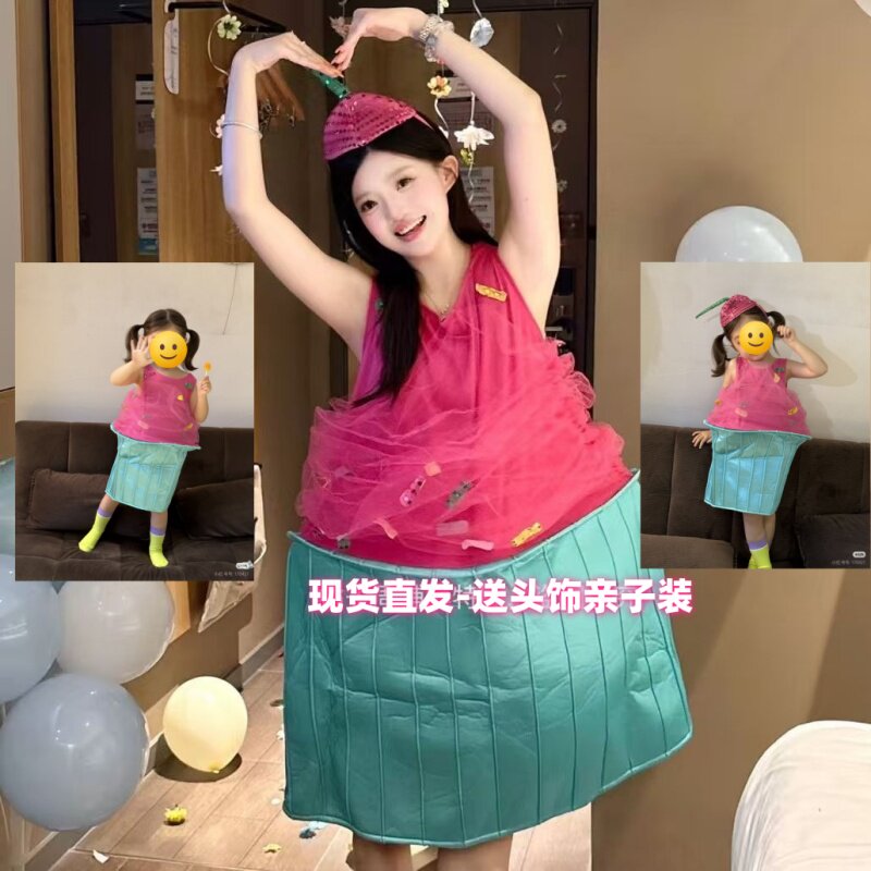 新款亲子舞台表演cosplay零食蛋糕甜品冰淇淋服装人偶服表演服饰