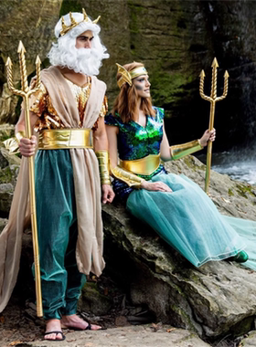 万圣节服装COS成人男女情侣美人鱼公主演出服海王战神酒吧演出服