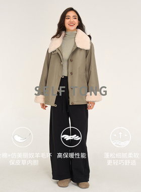 2024冬季新仿美丽奴羊毛环保皮草内胆加厚保暖工装派克短款棉衣