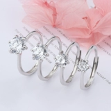 Классическое обручальное кольцо, бриллиантовый цирконий, кольцо с камнем, серебро 925 пробы, 1 карат