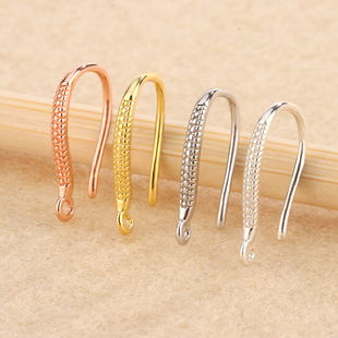 手工制作DIY圆点耳钩配件S925纯银半成品耳环自制耳饰品材料 庭祥