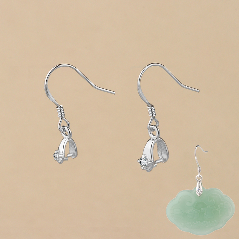 庭祥银饰品S925夹扣配扣耳钩钻夹扣玉佛扣配件耳坠配件夹扣银材质