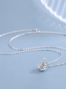 庭祥S925银项链女闪钻镶钻纯银项链气质百搭风小众锁骨链银饰