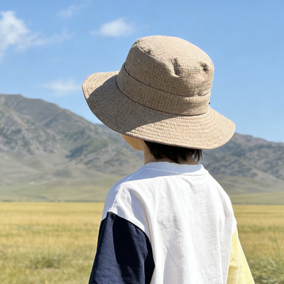 柠来檬趣儿童渔夫帽 夏季防晒遮阳宽檐2-6岁男女童户外透气帽子