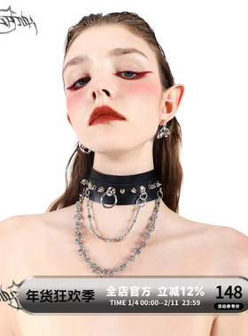 原创摇滚机车朋克PU皮男女项圈