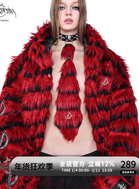 PINKSPINK原创电月黑红毛毛领带