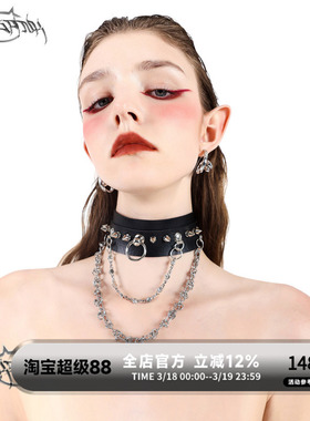 原创摇滚机车朋克PU皮男女项圈