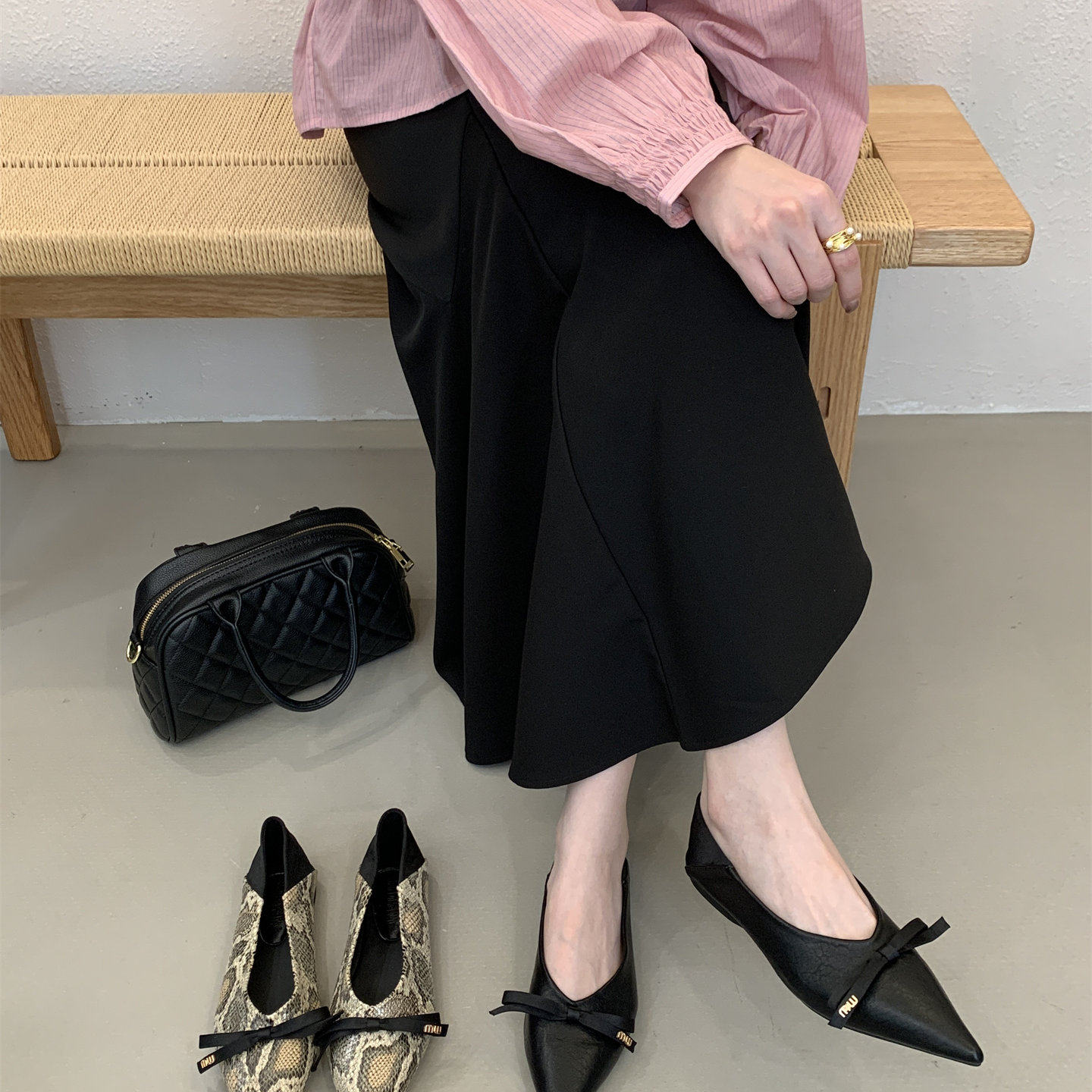 DouDou家平底鞋子女尖头浅口法式单鞋女配裙子气质爆款晚晚鞋