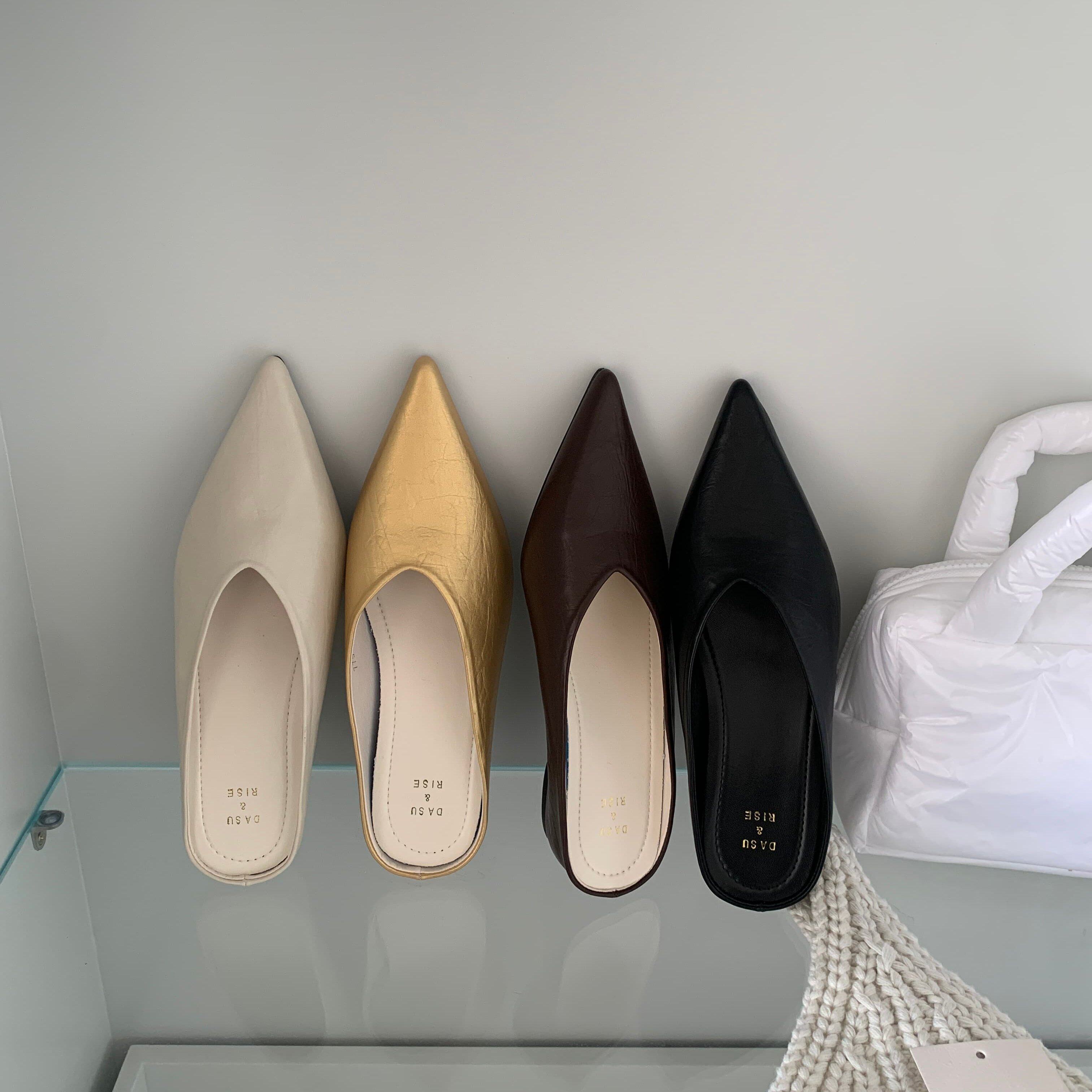 2025新款法式尖头穆勒鞋内增高坡跟凉拖鞋平底包头半拖鞋女夏外穿