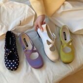 百搭舒适搭扣鞋 复古风内增高玛丽珍鞋 女交叉带圆头包鞋