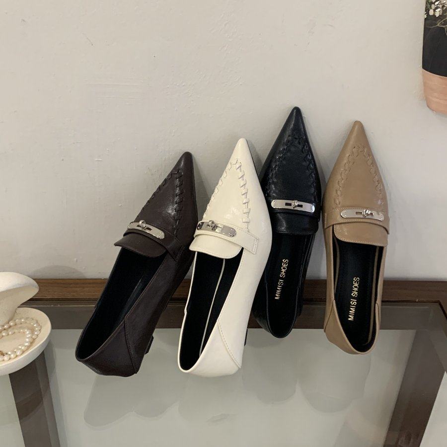 法式复古风尖头乐福鞋女金属扣百搭单鞋通勤鞋,女鞋,乐福鞋（豆豆鞋）,淘宝优惠券,粉丝福利购,淘宝优惠卷