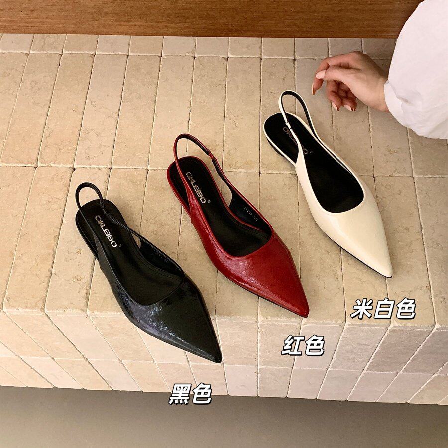 法式平底包头凉鞋仙女鞋子2026新款春夏季气质配裙子尖头黑色单鞋