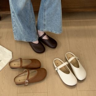 DouDou家软底包头半拖鞋女仙女韩版气质晚风配裙子平底穆勒单鞋