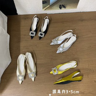 鞋 2026春秋新款 子 女大码 仙女平底单鞋 小香风法式 闪钻尖头浅口瓢鞋