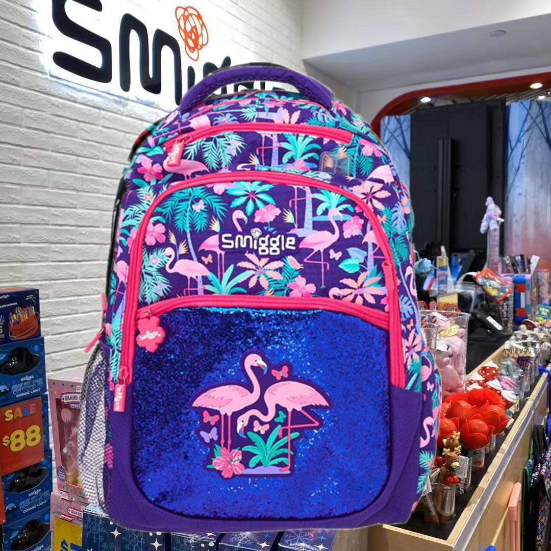 澳洲Smigle书包1-6年级学生大容量背包深蓝火烈鸟彩虹飞马双肩包