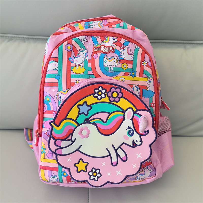 澳洲smiggle幼儿园小书包粉色独角兽双肩包外出多功能收纳背包礼