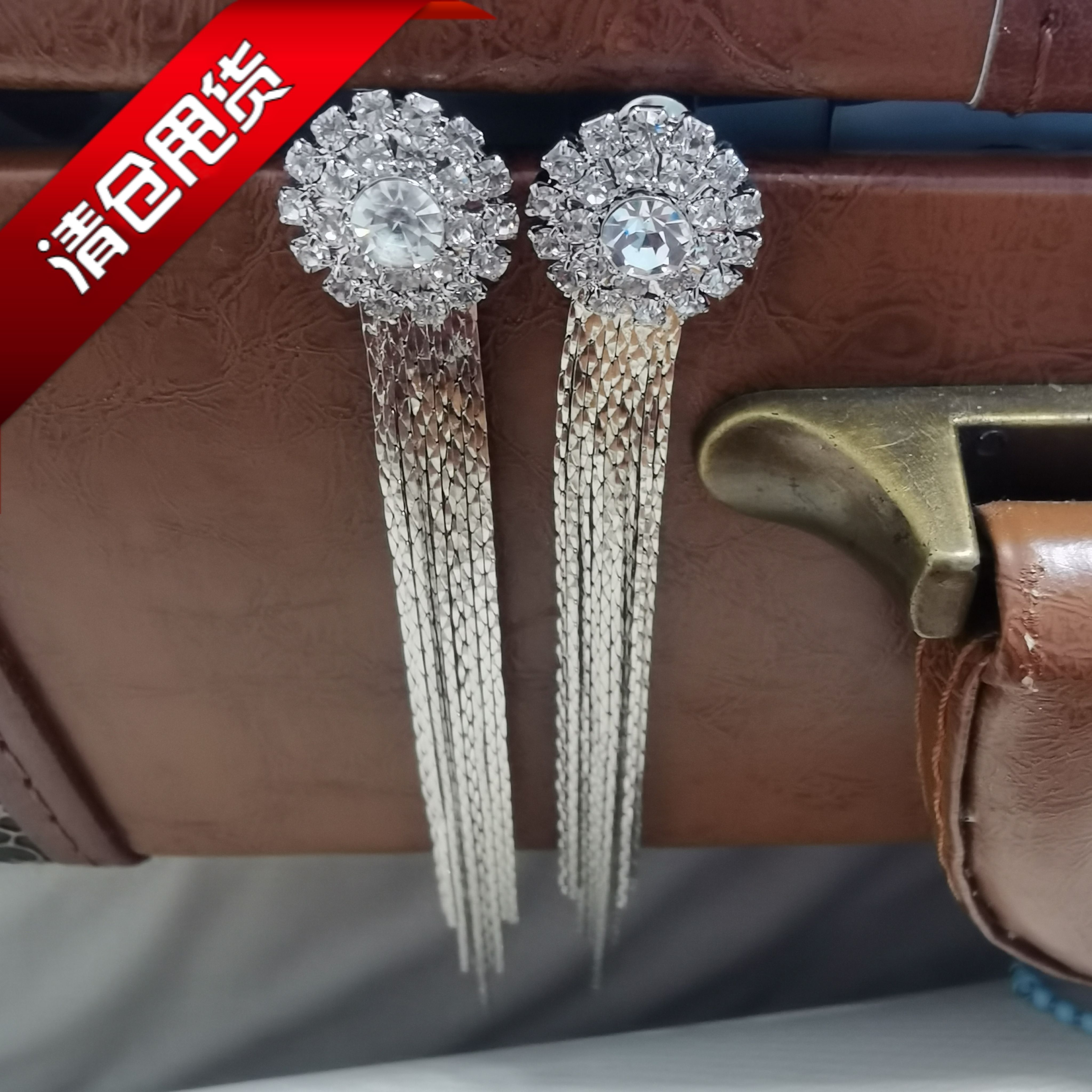 清仓捡漏精品满钻别致无耳洞螺旋耳夹夸张流苏耳坠耳环C003