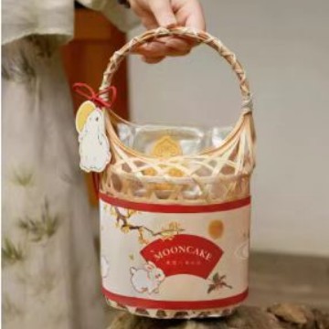 竹编月饼礼盒国风复古手提中式盒