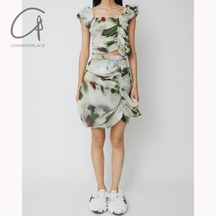 玫瑰印花贝壳褶皱迷你裙 60%OFF CAROLINE