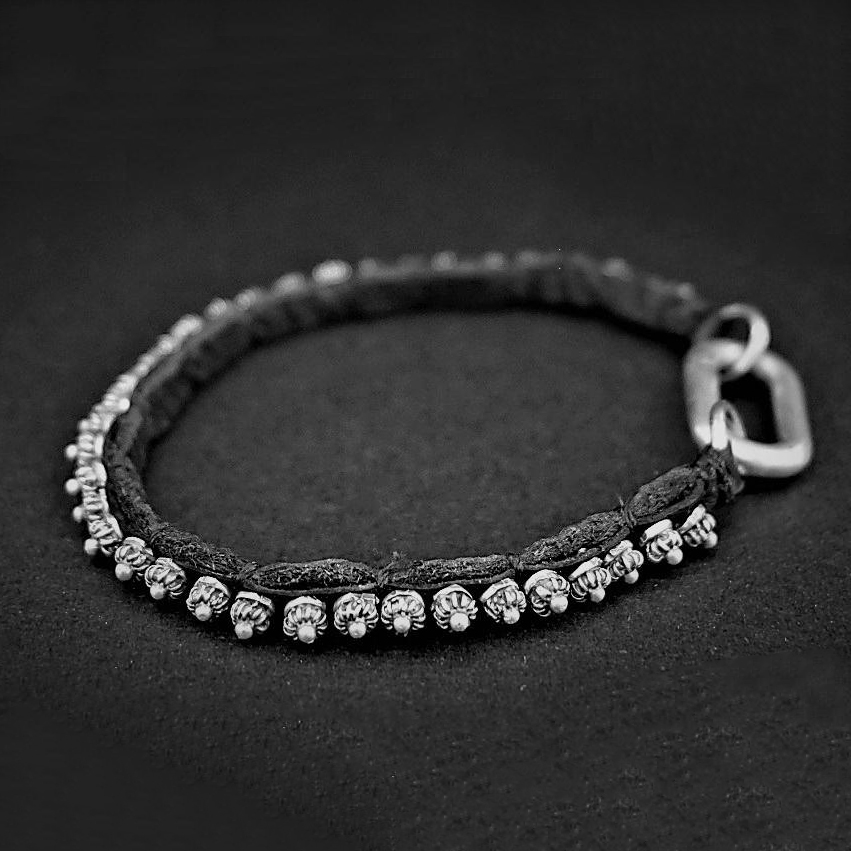 GOTI 马皮手链 925银 BR1213 意大利 做旧