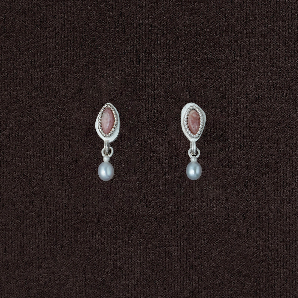OLIO E ACETO 七夕特别系列 纯银红纹石珍珠吊坠耳钉
