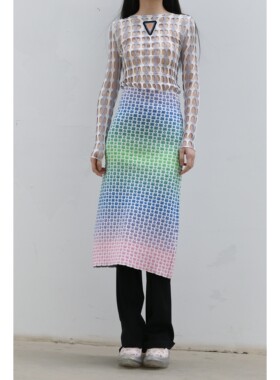 80%OFF NAN KNITS 渐变马赛克迷笛裙