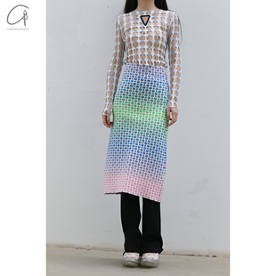 80%OFF NAN KNITS 渐变马赛克迷笛裙