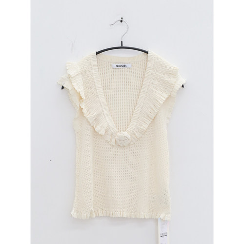 NAN KNITS 镂空花边V领背心
