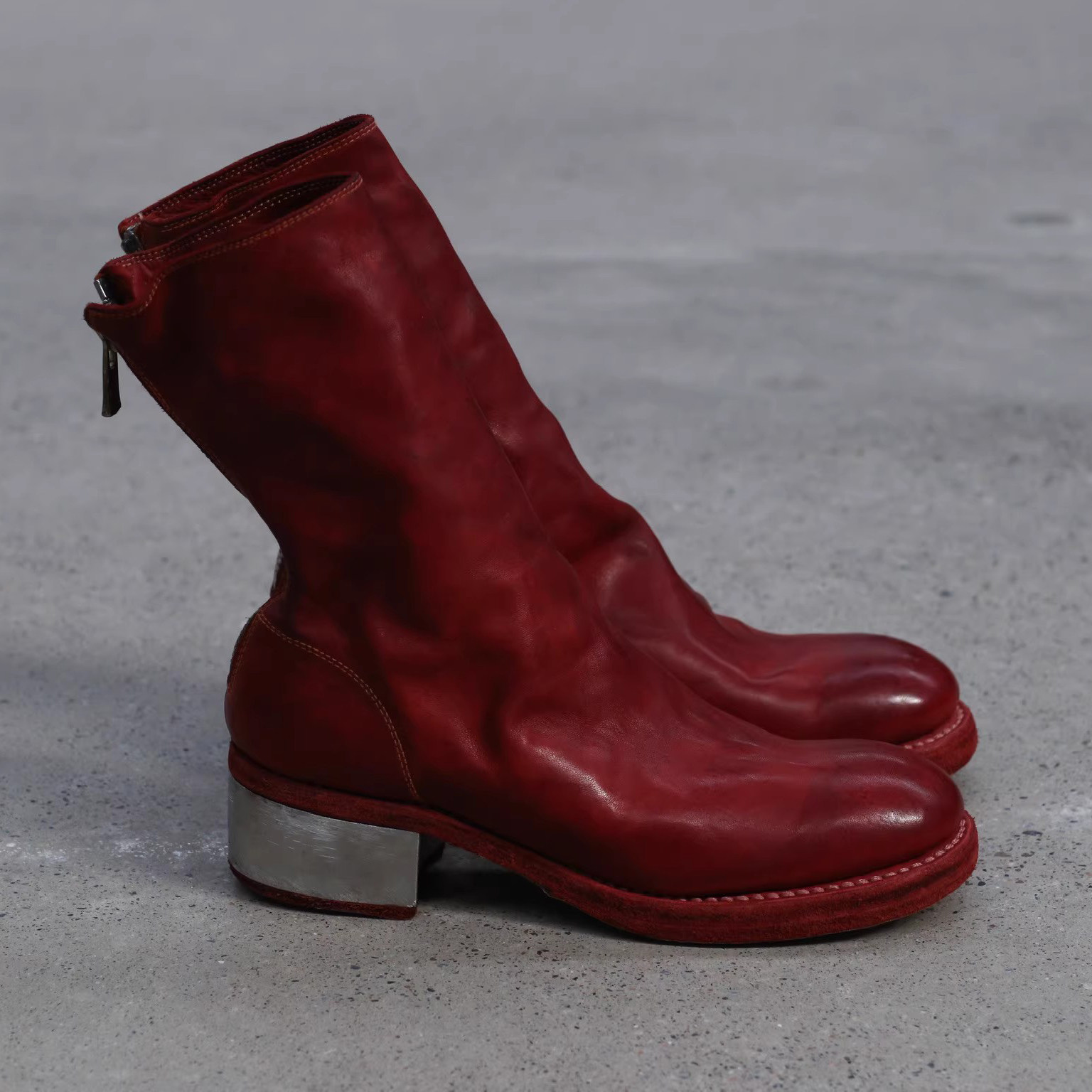 Guidi 788ZI系列 软马皮后拉链中筒金属跟靴 意大利 common place