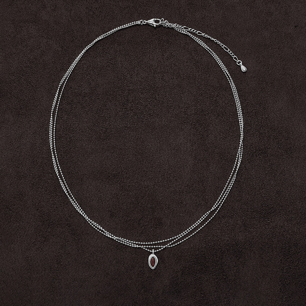 OLIO E ACETO 纯银青金石/红蛇皮玉花蕊吊坠项链